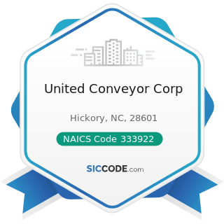 United Conveyor Corp - NAICS Code 333922 - Conveyor and Conveying Equipment Manufacturing