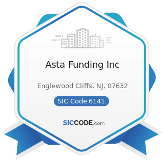 Asta Funding Inc - SIC Code 6141 - Personal Credit Institutions
