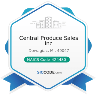 Central Produce Sales Inc - NAICS Code 424480 - Fresh Fruit and Vegetable Merchant Wholesalers
