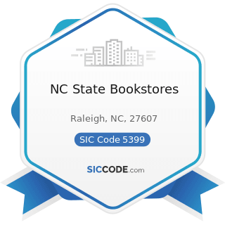 NC State Bookstores - SIC Code 5399 - Miscellaneous General Merchandise Stores