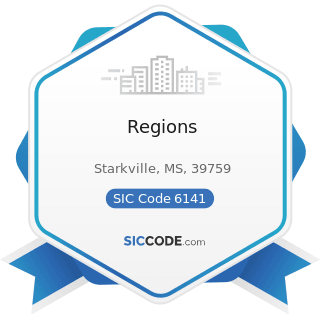 Regions - SIC Code 6141 - Personal Credit Institutions