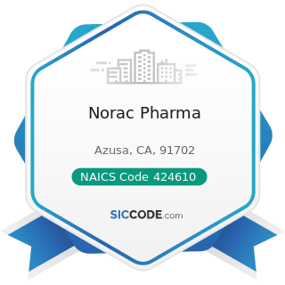 Norac Pharma - NAICS Code 424610 - Plastics Materials and Basic Forms and Shapes Merchant...
