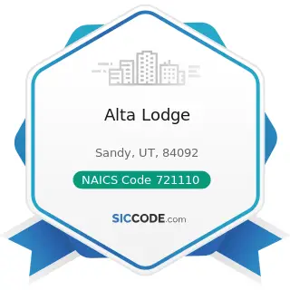 Alta Lodge - NAICS Code 721110 - Hotels (except Casino Hotels) and Motels