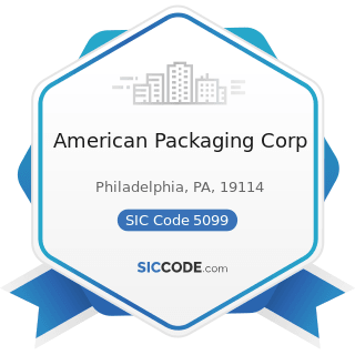 American Packaging Corp - SIC Code 5099 - Durable Goods, Not Elsewhere Classified