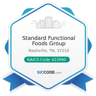 Standard Functional Foods Group - NAICS Code 423990 - Other Miscellaneous Durable Goods Merchant...