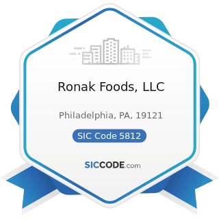 Ronak Foods, LLC - SIC Code 5812 - Eating Places
