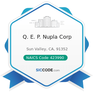 Q. E. P. Nupla Corp - NAICS Code 423990 - Other Miscellaneous Durable Goods Merchant Wholesalers