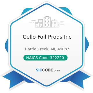 Cello Foil Prods Inc - NAICS Code 322220 - Paper Bag and Coated and Treated Paper Manufacturing