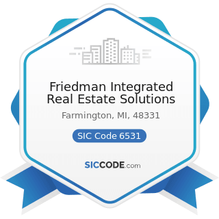 Friedman Integrated Real Estate Solutions - SIC Code 6531 - Real Estate Agents and Managers