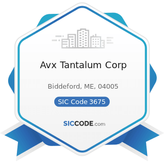 Avx Tantalum Corp - SIC Code 3675 - Electronic Capacitors
