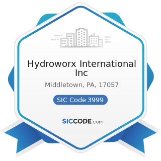 Hydroworx International Inc - SIC Code 3999 - Manufacturing Industries, Not Elsewhere Classified