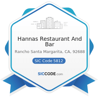 Hannas Restaurant And Bar - SIC Code 5812 - Eating Places