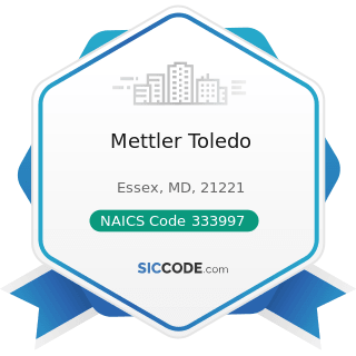 Mettler Toledo - NAICS Code 333997 - Scale and Balance Manufacturing