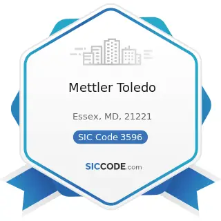 Mettler Toledo - SIC Code 3596 - Scales and Balances, except Laboratory