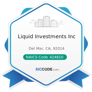 Liquid Investments Inc - NAICS Code 424810 - Beer and Ale Merchant Wholesalers