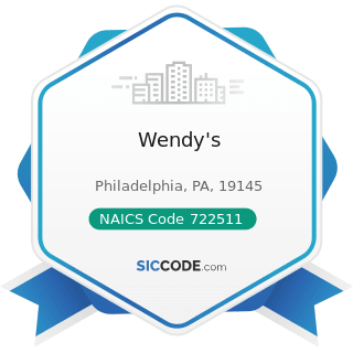 Wendy's - NAICS Code 722511 - Full-Service Restaurants