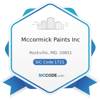 Mccormick Paints Inc - SIC Code 1721 - Painting and Paper Hanging
