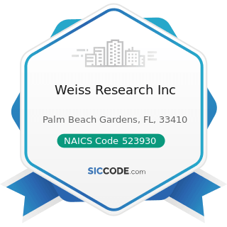 Weiss Research Inc - NAICS Code 523930 - Investment Advice