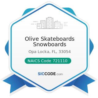Olive Skateboards Snowboards - NAICS Code 721110 - Hotels (except Casino Hotels) and Motels