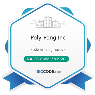 Poly Pong Inc - NAICS Code 339920 - Sporting and Athletic Goods Manufacturing
