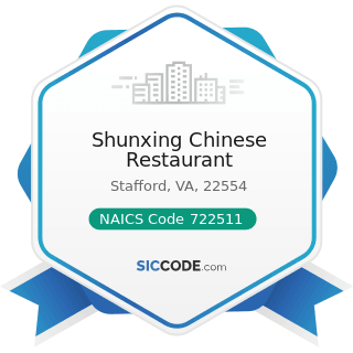 Shunxing Chinese Restaurant - NAICS Code 722511 - Full-Service Restaurants