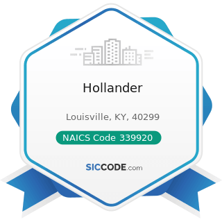 Hollander - NAICS Code 339920 - Sporting and Athletic Goods Manufacturing