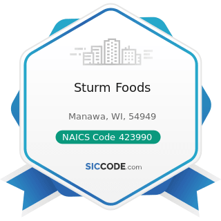 Sturm Foods - NAICS Code 423990 - Other Miscellaneous Durable Goods Merchant Wholesalers