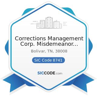 Corrections Management Corp. Misdemeanor Supervisor - SIC Code 8741 - Management Services