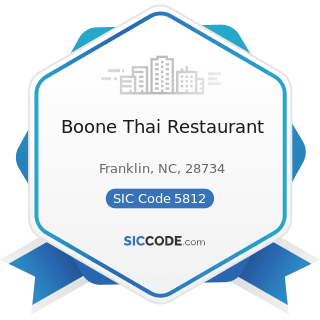 Boone Thai Restaurant - SIC Code 5812 - Eating Places