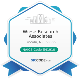 Wiese Research Associates - NAICS Code 541910 - Marketing Research and Public Opinion Polling