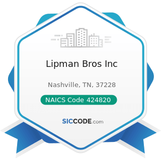 Lipman Bros Inc - NAICS Code 424820 - Wine and Distilled Alcoholic Beverage Merchant Wholesalers