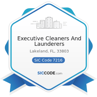 Executive Cleaners And Launderers - SIC Code 7216 - Drycleaning Plants, except Rug Cleaning