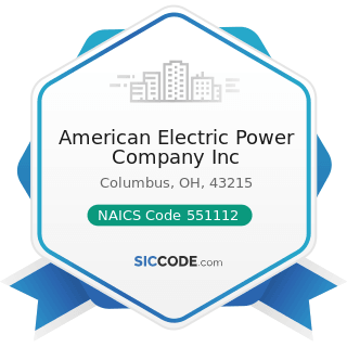 American Electric Power Company Inc - NAICS Code 551112 - Offices of Other Holding Companies