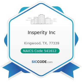 Insperity Inc - NAICS Code 541612 - Human Resources Consulting Services