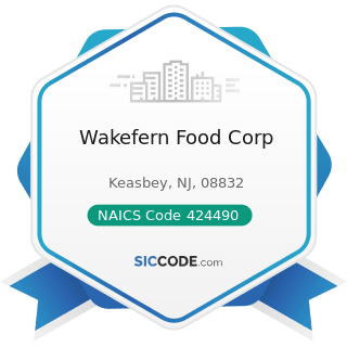 Wakefern Food Corp - NAICS Code 424490 - Other Grocery and Related Products Merchant Wholesalers