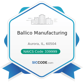 Ballico Manufacturing - NAICS Code 339999 - All Other Miscellaneous Manufacturing