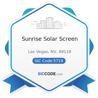 Sunrise Solar Screen - SIC Code 5719 - Miscellaneous Home Furnishings Stores