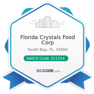 Florida Crystals Food Corp - NAICS Code 311314 - Cane Sugar Manufacturing