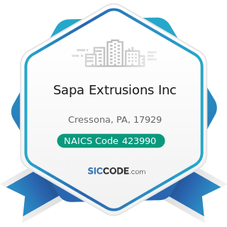Sapa Extrusions Inc - NAICS Code 423990 - Other Miscellaneous Durable Goods Merchant Wholesalers