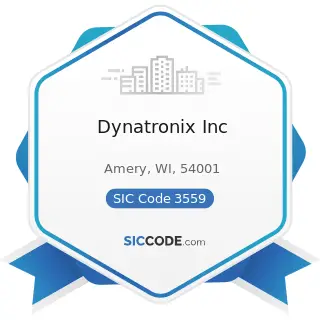 Dynatronix Inc - SIC Code 3559 - Special Industry Machinery, Not Elsewhere Classified