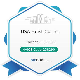 USA Hoist Co. Inc - NAICS Code 238290 - Other Building Equipment Contractors