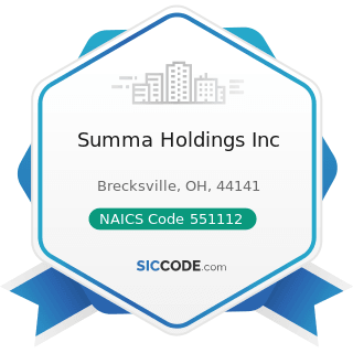 Summa Holdings Inc - NAICS Code 551112 - Offices of Other Holding Companies