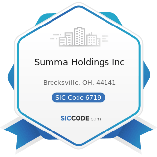 Summa Holdings Inc - SIC Code 6719 - Offices of Holding Companies, Not Elsewhere Classified