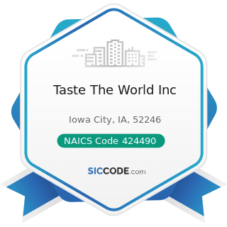 Taste The World Inc - NAICS Code 424490 - Other Grocery and Related Products Merchant Wholesalers