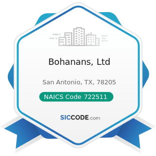 Bohanans, Ltd - NAICS Code 722511 - Full-Service Restaurants
