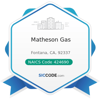 Matheson Gas - NAICS Code 424690 - Other Chemical and Allied Products Merchant Wholesalers