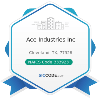 Ace Industries Inc - NAICS Code 333923 - Overhead Traveling Crane, Hoist, and Monorail System...