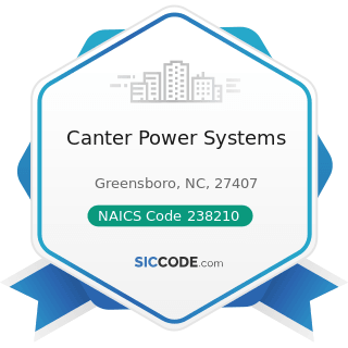 Canter Power Systems - NAICS Code 238210 - Electrical Contractors and Other Wiring Installation...