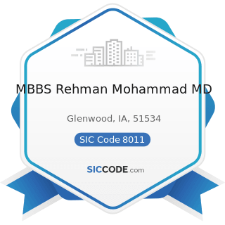 MBBS Rehman Mohammad MD - SIC Code 8011 - Offices and Clinics of Doctors of Medicine