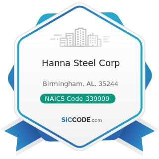 Hanna Steel Corp - NAICS Code 339999 - All Other Miscellaneous Manufacturing